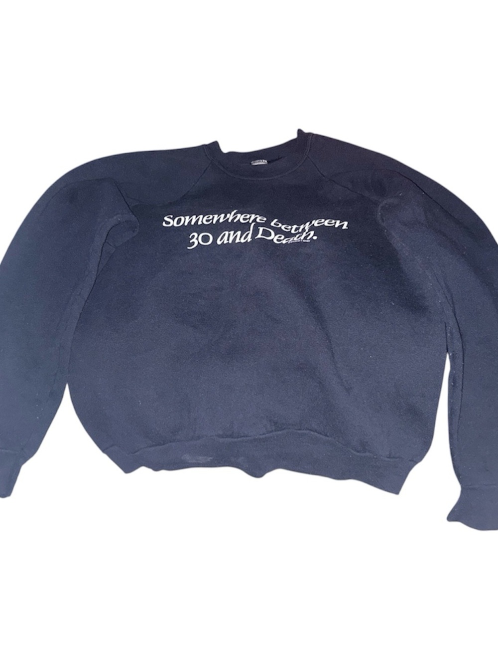 Fruit of the Loom Black Crewneck Sweatshirt with White Script vintige 2000s
